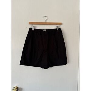 Commense Linen Blends Casual Black High-Waisted Solid shorts Size M‎